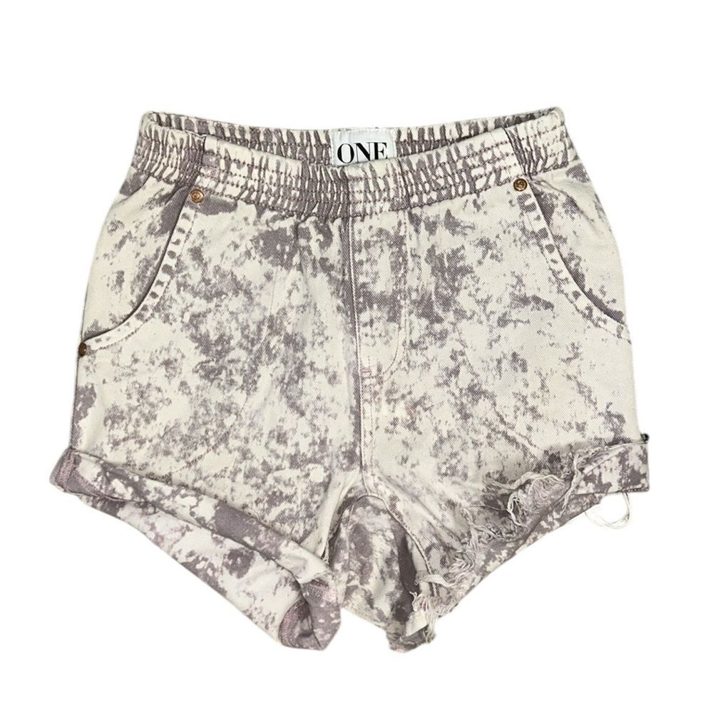One Teaspoon Tye Dye Gray & White Elastic Waist Shorts(Size 26)